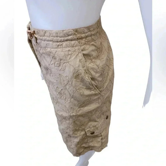 Woolrich Vintage Tan Floral  Adjustable Mid Length Cargo Skirt Size 12 - Picture 2 of 7
